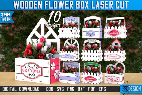 Mothers Day Flower Box Laser 120417238 Creativo Digital